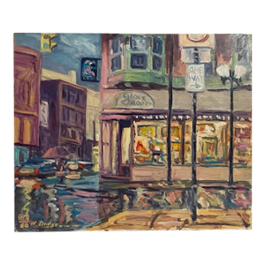 "Glass Room" Impressionist Oil Painting by Harold Dodge, 1980s