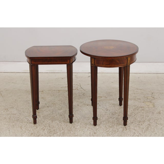 Traditional Maitland Smith Flame Mahogany Nesting Stack Tables For Sale - Image 3 of 16