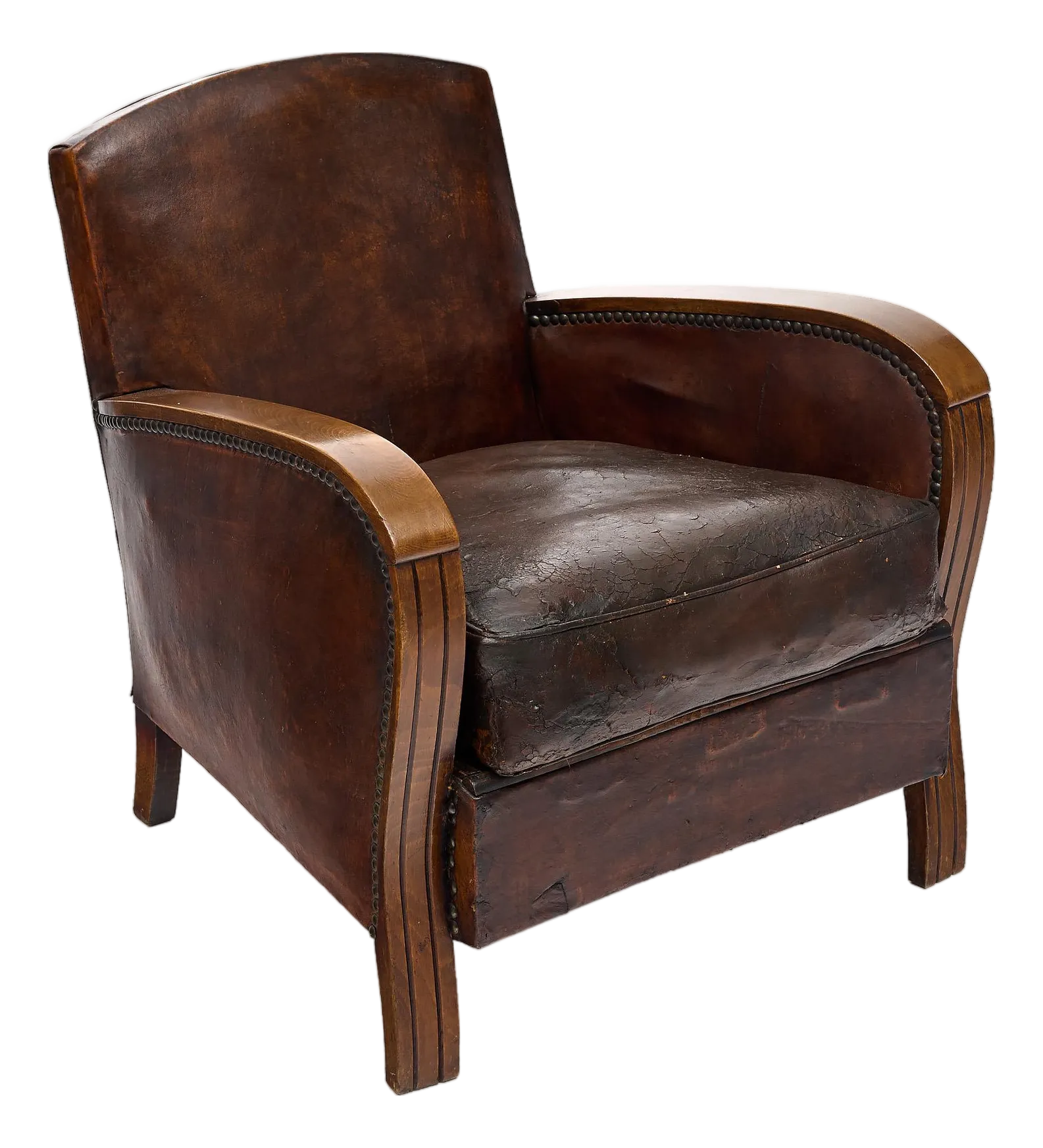 French Vintage Leather Club Chair | Chairish