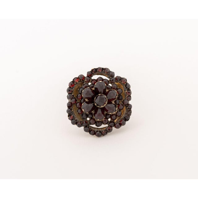 Victorian Victorian Gold, Silver, and Garnet Cluster Ring For Sale - Image 3 of 6