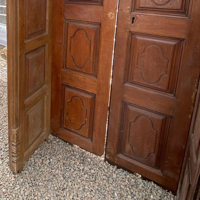 Indian Indo-Portuguese Teak Double Door With Deep Surround For Sale - Image 3 of 10