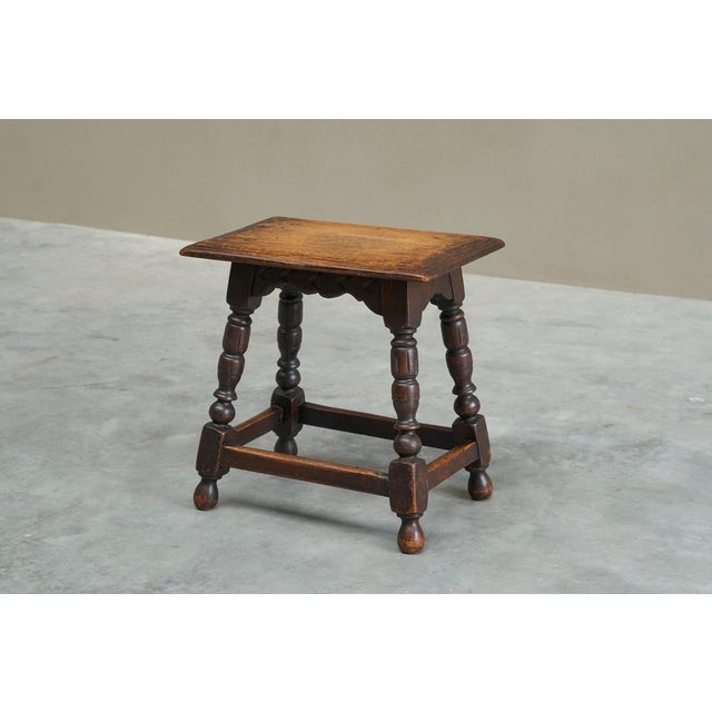 Rustic Stool or Side Table in Turned and Carved Oak, 19th Century For Sale - Image 12 of 14