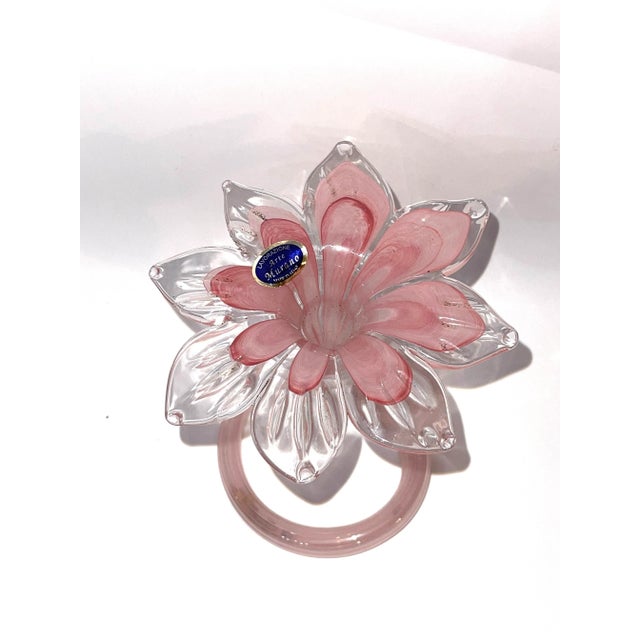 Pink Murano Lavorazione Arte Pink Glass Flower For Sale - Image 8 of 13