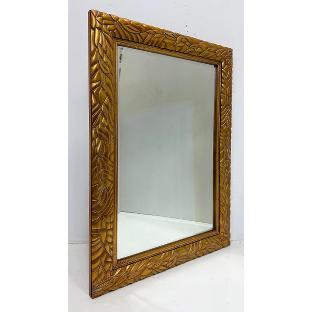 Gold Vintage Overscale Carved Lacquered Beveled Mirror, Decorative and Impressive For Sale - Image 8 of 10