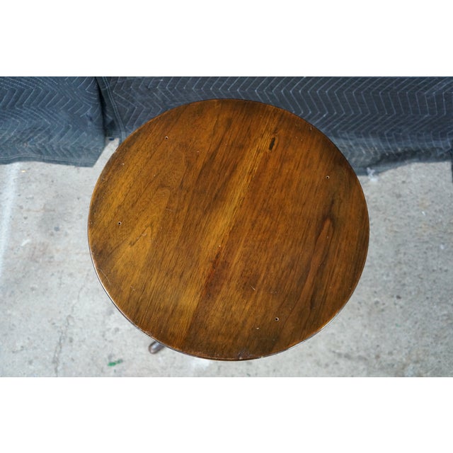 Antique Georgian Style Round Mahogany Tripod Base Candle Stand Wine Side Table For Sale - Image 9 of 18
