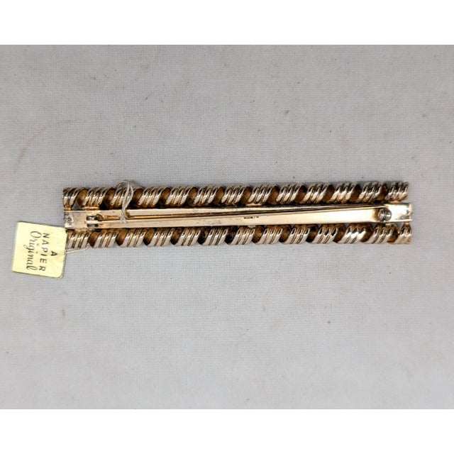 1960s Vintage 1960s Signed Napier Goldtone & Faux-Coral Beaded Bar Brooch For Sale - Image 5 of 7
