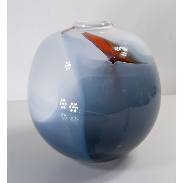 1980's Mid-Century Modern Art Glass Vase Signed Boatman For Sale - Image 4 of 8
