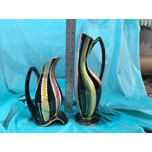 Mid Century Belgium Pottery Porcelain Atomic Vases - Set of 2 For Sale In Miami - Image 6 of 9