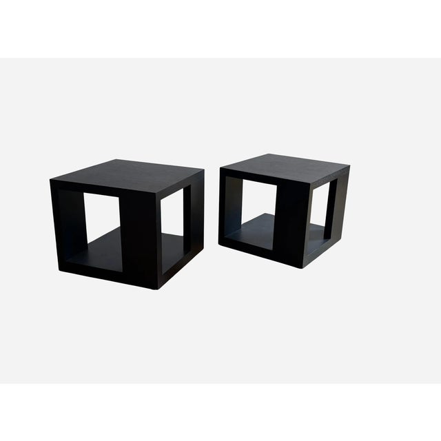 Set of 2 - Attributed to Christian Liaigre "Pacha" Side Tables Ebonized Oak For Sale In Philadelphia - Image 6 of 9