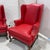 1970s Vintage Pair of Red Leather Wingback Chairs For Sale - Image 5 of 7