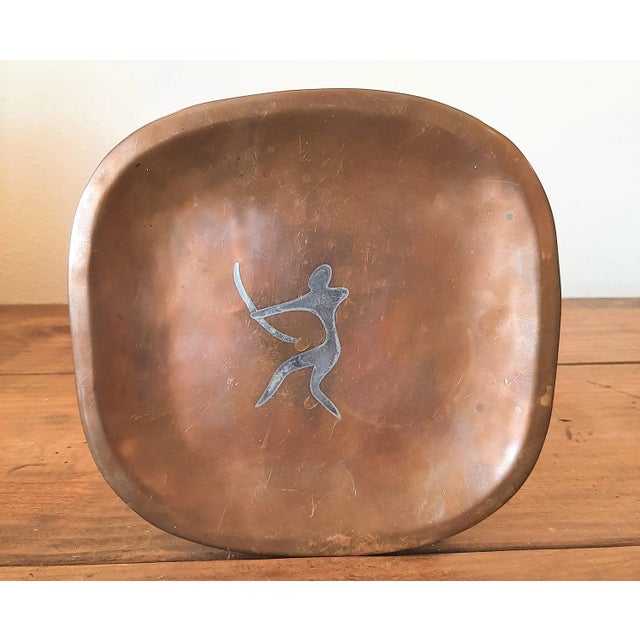 Los Castillos Taxco Copper Sterling Archer Square Plate Mexico For Sale - Image 4 of 9