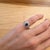 Royal Blue Sapphire Ring With Natural Diamond Halo: Solid 14k Gold, Oval 7x5mm, Size 6.75 For Sale - Image 4 of 8