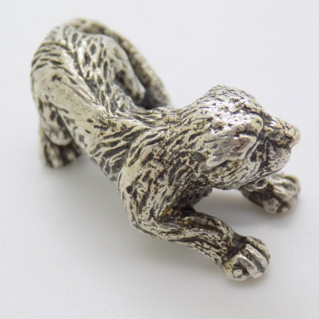 Metal Vintage Italian Handmade Genuine Silver Lion Cub Figurine, 1970s For Sale - Image 7 of 14