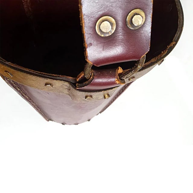 1950s Mid-Century Spanish Leather Bucket For Sale - Image 5 of 7