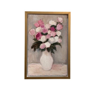 Mid 20th Century Un Bouquet De Fleurs, Oil on Board, by Anna Costa (1922-2022) France For Sale