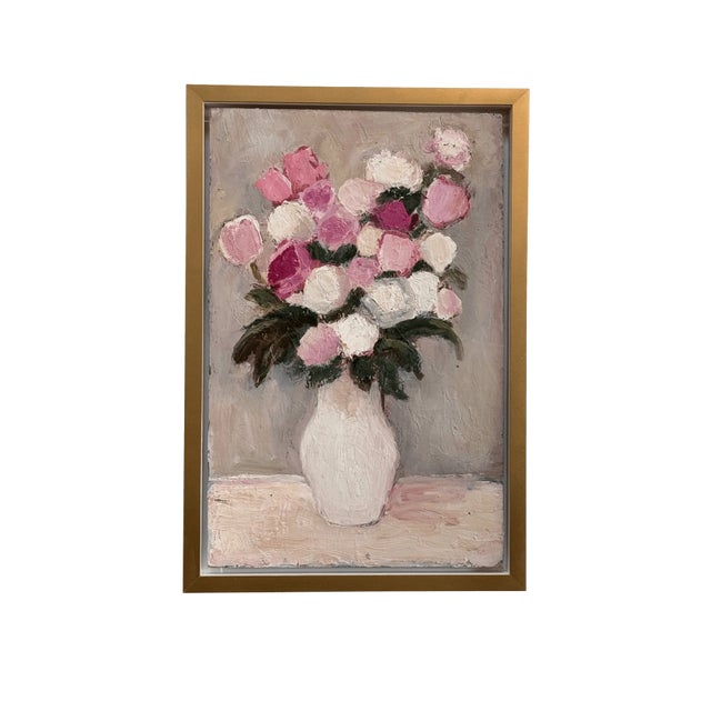 Mid 20th Century Un Bouquet De Fleurs, Oil on Board, by Anna Costa (1922-2022) France For Sale