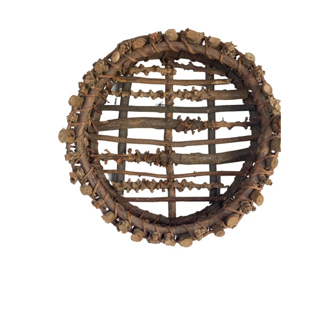 Wood Large Vintage Handmade Twig Basket or Tray For Sale - Image 7 of 8