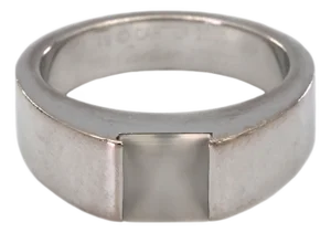 Vintage 18k (750) White Gold Original Authentic Cartier Tank Moonstone Ring, Size 5