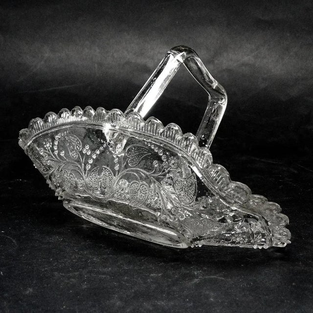 Glass Art Nouveau Basket from Ząbkowice Glassworks, Poland, 1930s For Sale - Image 7 of 8