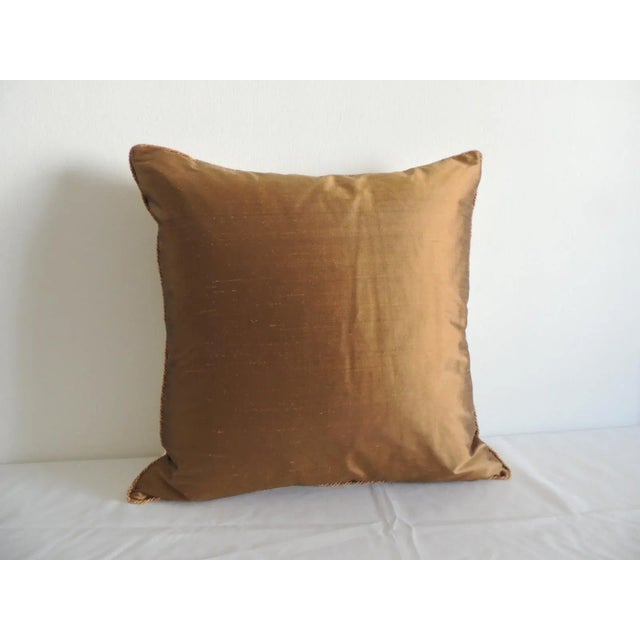 Vintage Gold & Silver Silk Woven Obi Square Decorative Pillow Rope trim all around Golden silk backing Feather/down pillow...