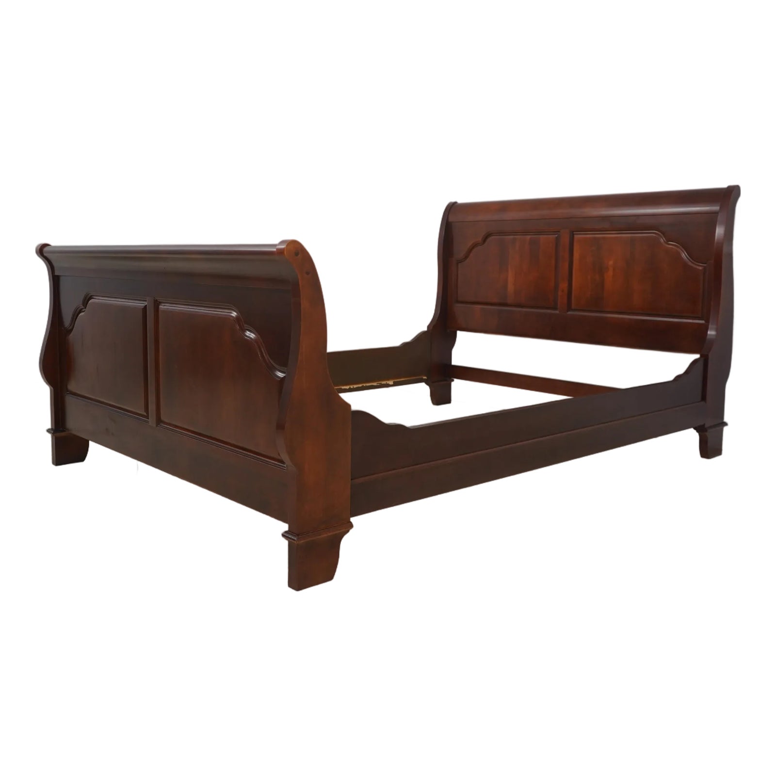 Cherry Traditional Queen Size Sleigh Bed | Chairish