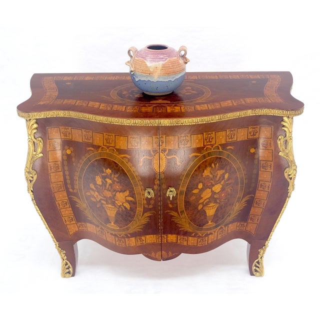 Very Fine Large Bombe Brass Mount Inlay Italian Console Dresser MINT For Sale - Image 17 of 17