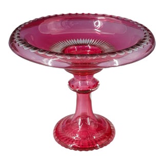 Early 20th Century Art Deco Salviati Pink Crystal Two-Piece Tazza Centerpiece For Sale