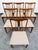 Set of 6 Keller furniture dining chairs in stained oak. Each chair offers new wool tan upholstery. Price is for 6 chairs....