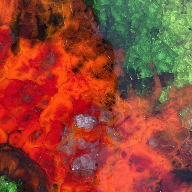 Ceramic Square Ceramic Art Tiles with Multi Color Bright Glazes, 1970s, Set of 4 For Sale - Image 7 of 13