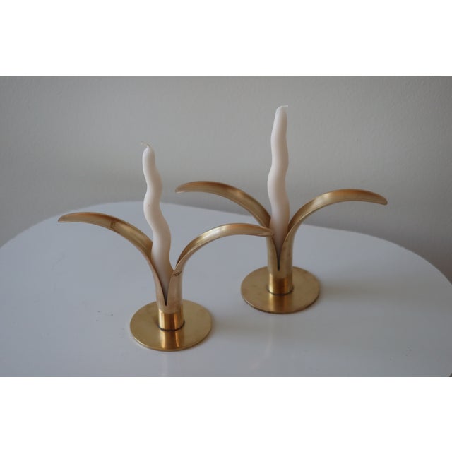 Mid 20th Century Mid 20th Century Pair of Liljan Brass Candleholders by Ivar Åhlenius Björk for Ystad Metall For Sale - Image 5 of 6