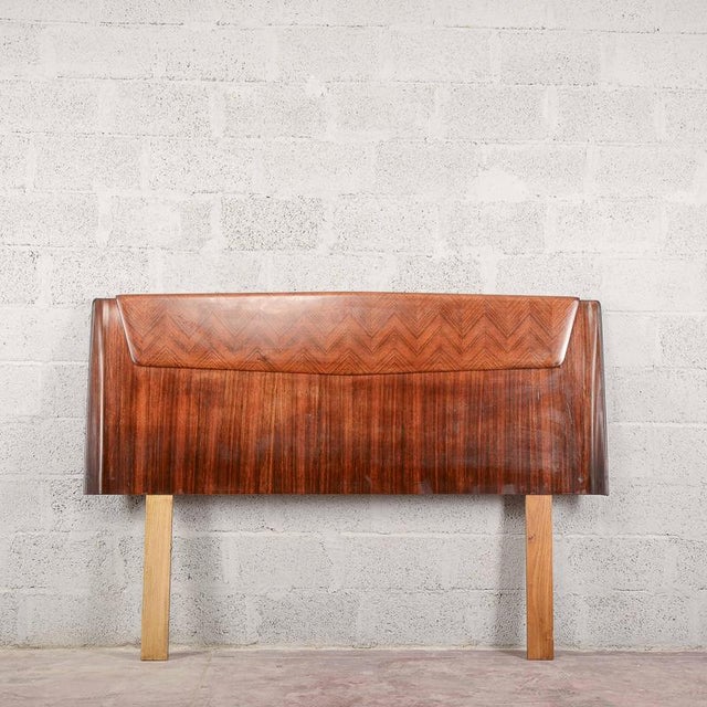 Brown Art Deco Curved Headboard, 1960s For Sale - Image 8 of 17