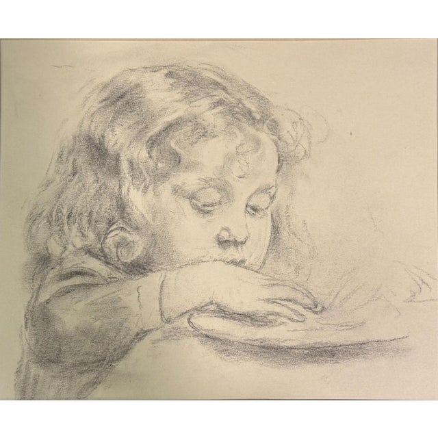 Heinrich Pforr, Girl with Curls Sketch, 1890s, Oil Painting on Canvas, in Good conditions. Designed 1890 to 1919 This...