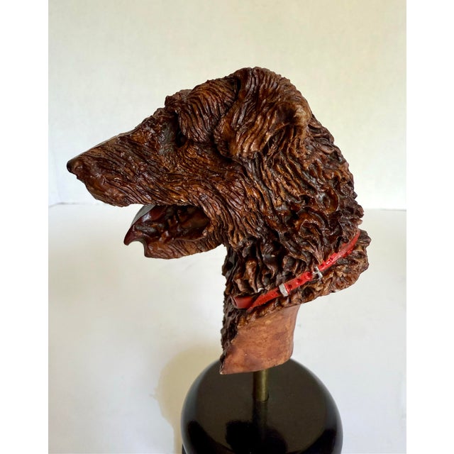 Wood Vintage Hand-Painted Dog Terrier Bust on Stand by Arte Romera, Made in Spain For Sale - Image 7 of 11