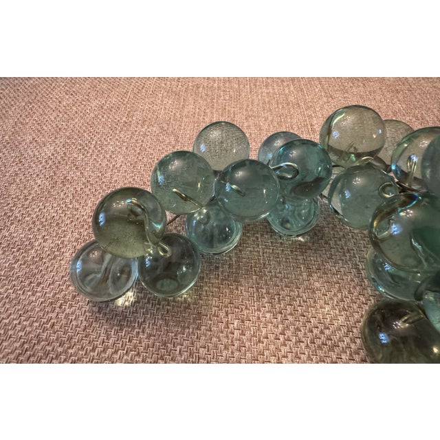Vintage Mid-Century Aqua Lucite Grape Cluster on Carved Wooden Stem For Sale In Raleigh - Image 6 of 7