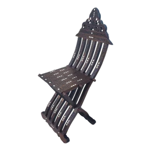 Moroccan / Syrian Mother-Of-Pearl Walnut Wood Folding Chair