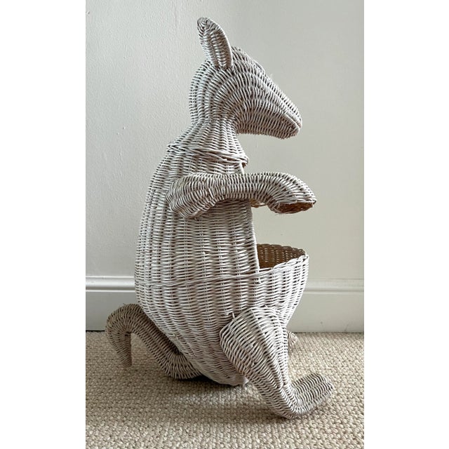 Wood Vintage Boho Wicker Kangaroo Basket Planter For Sale - Image 7 of 12