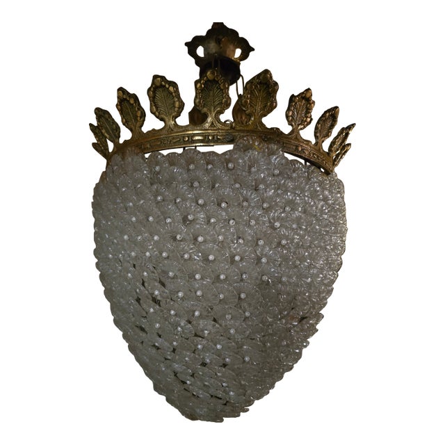 Vintage Mid Century Bagues Style Pearl Jeweled Chandelier For Sale