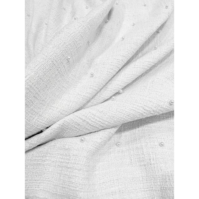 Textile Vintage Hollywood Regency Voyage Maison Pearl Embellished Snow Boucle Tweed Fabric- 4 Yards For Sale - Image 7 of 9