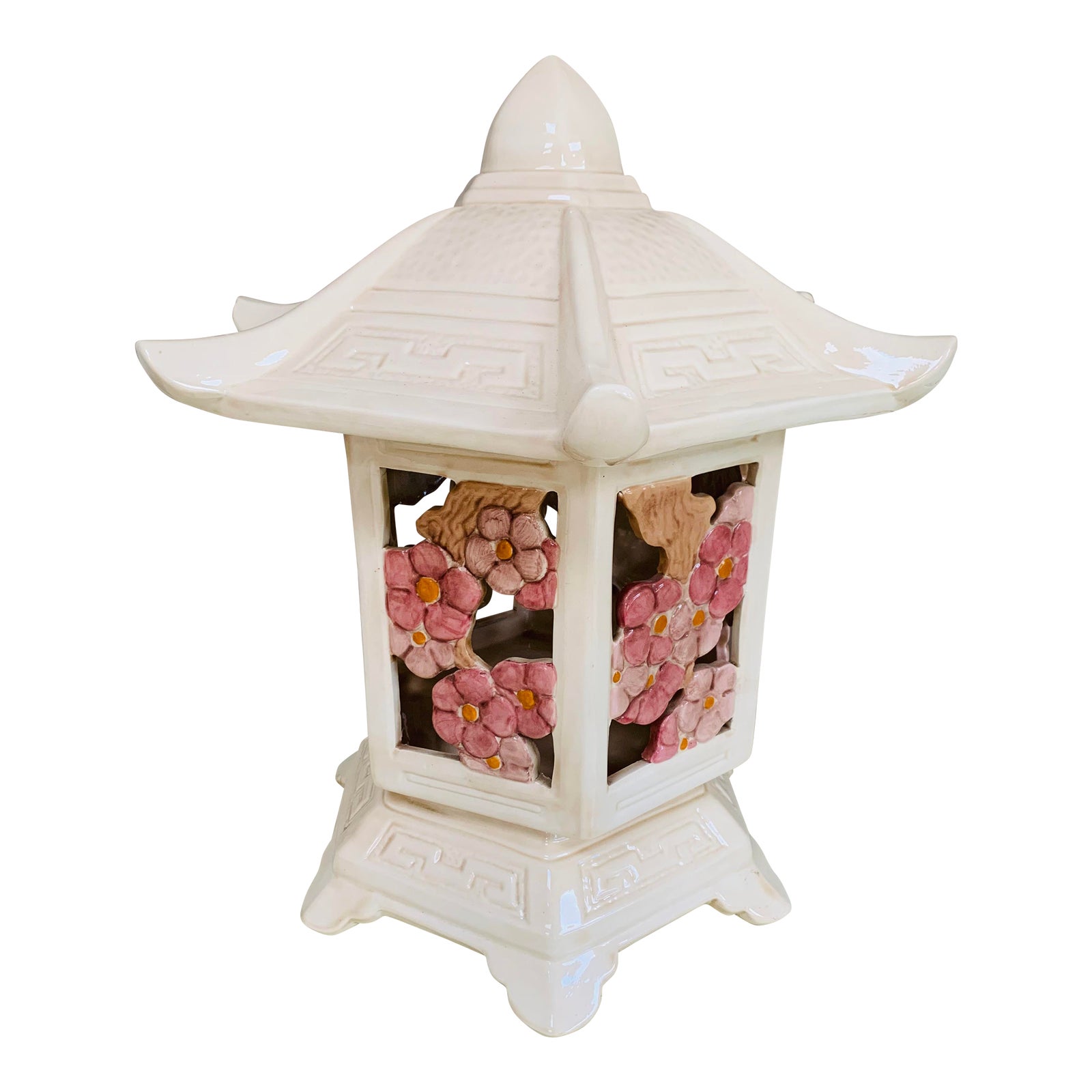 MidCentury Chinoiserie Ceramic Pagoda Lantern Lamp Chairish