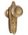 Art Deco style passage door knob set made of pressed brass with a patina finish. The original mounting screws are not...
