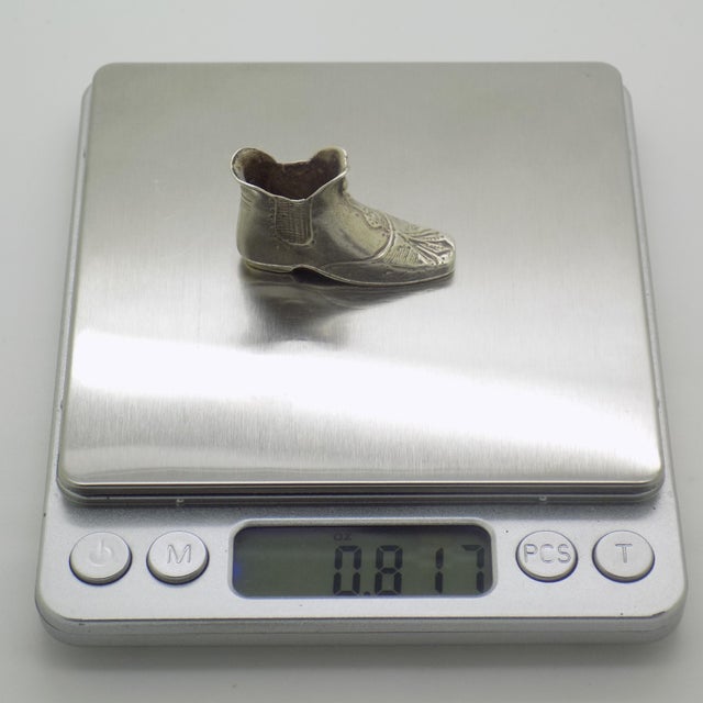 Vintage Italian Handmade Genuine Silver Renaissance Shoe Dollhouse Miniature For Sale - Image 9 of 10