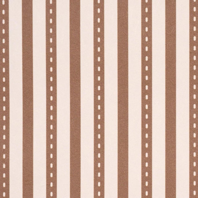 Traditional Schumacher Mathis Ticking Stripe Wallcovering In Umber For Sale - Image 3 of 6