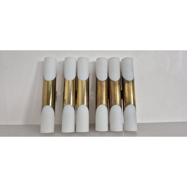Opal Glass and Brass Wall Sconces by Rolf Krüger for Paul Neuhaus Leuchten, Germany, 1960s, Set of 3 For Sale - Image 14 of 14