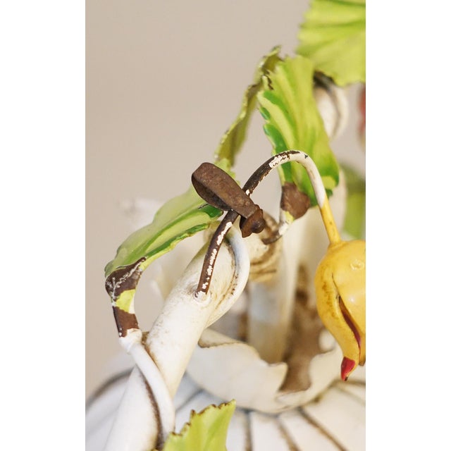 1960s Italian Enamel Tole Heart Blossom Swag Pendant Sculpture Table Lamp For Sale - Image 10 of 10