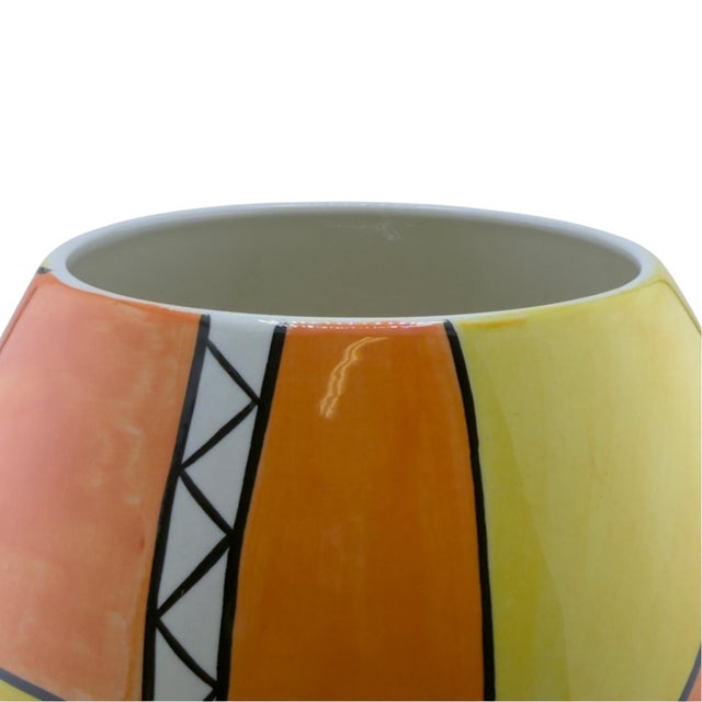 Orange Sunburst Vase by Lorna Bailey for Ellgreave Pottery, England, 1990s For Sale - Image 8 of 14