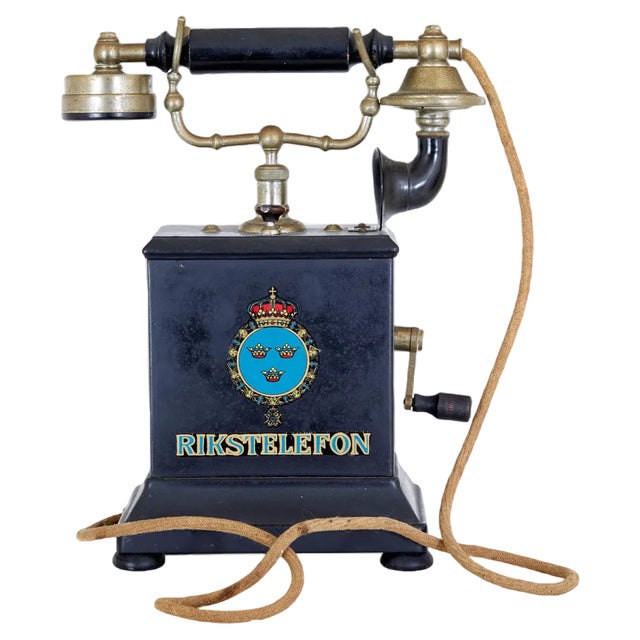 Early 20th Century Swedish Metal Telephone by Rikstelefon, 1890s For Sale