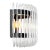Curved glass rods surround bronze sconce, providing 1920's appeal.