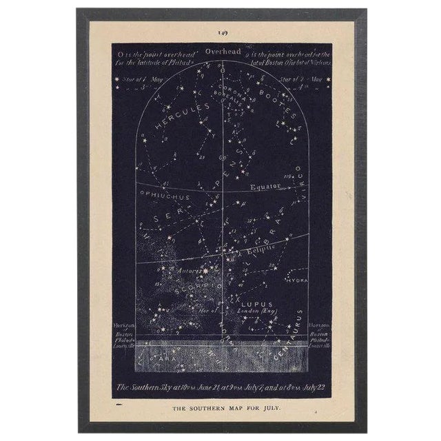 Navy Southern Star Map in Black Shadowbox 12 1/8x 17 1/8 For Sale