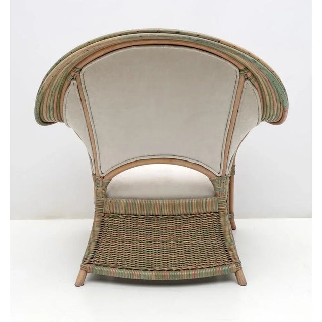 Set of Mid-Century Modern Italian Rattan and Wicker Armchairs, 1979 For Sale - Image 9 of 13