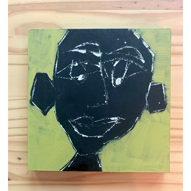 Acrylic on cradled wood panel, 8 x 8 x .75. Signed on the back.